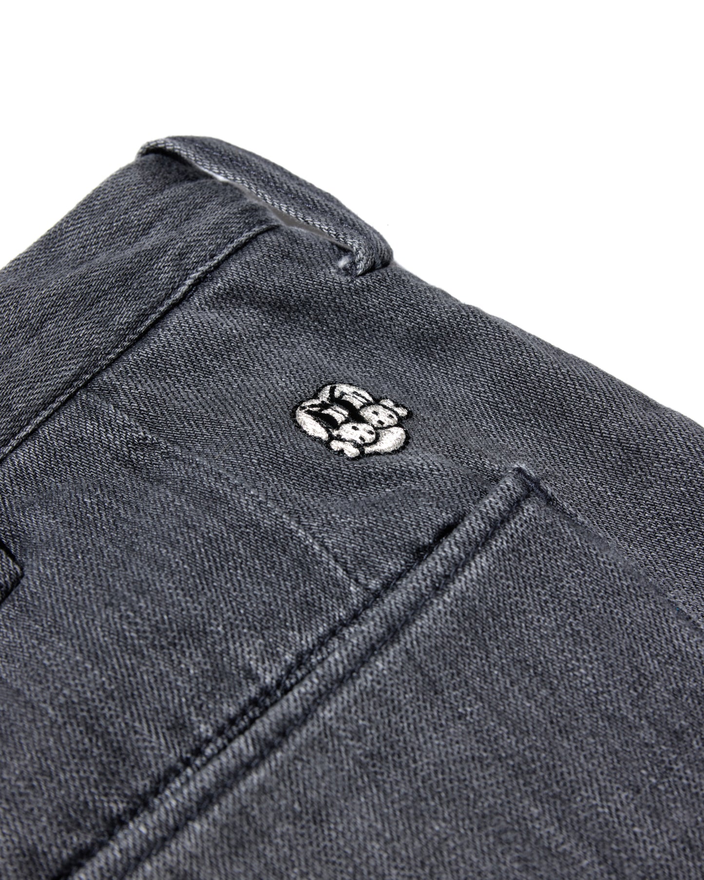 WASHED BLACK 10 POCKET DOUBLE KNEE WOVEN DENIM