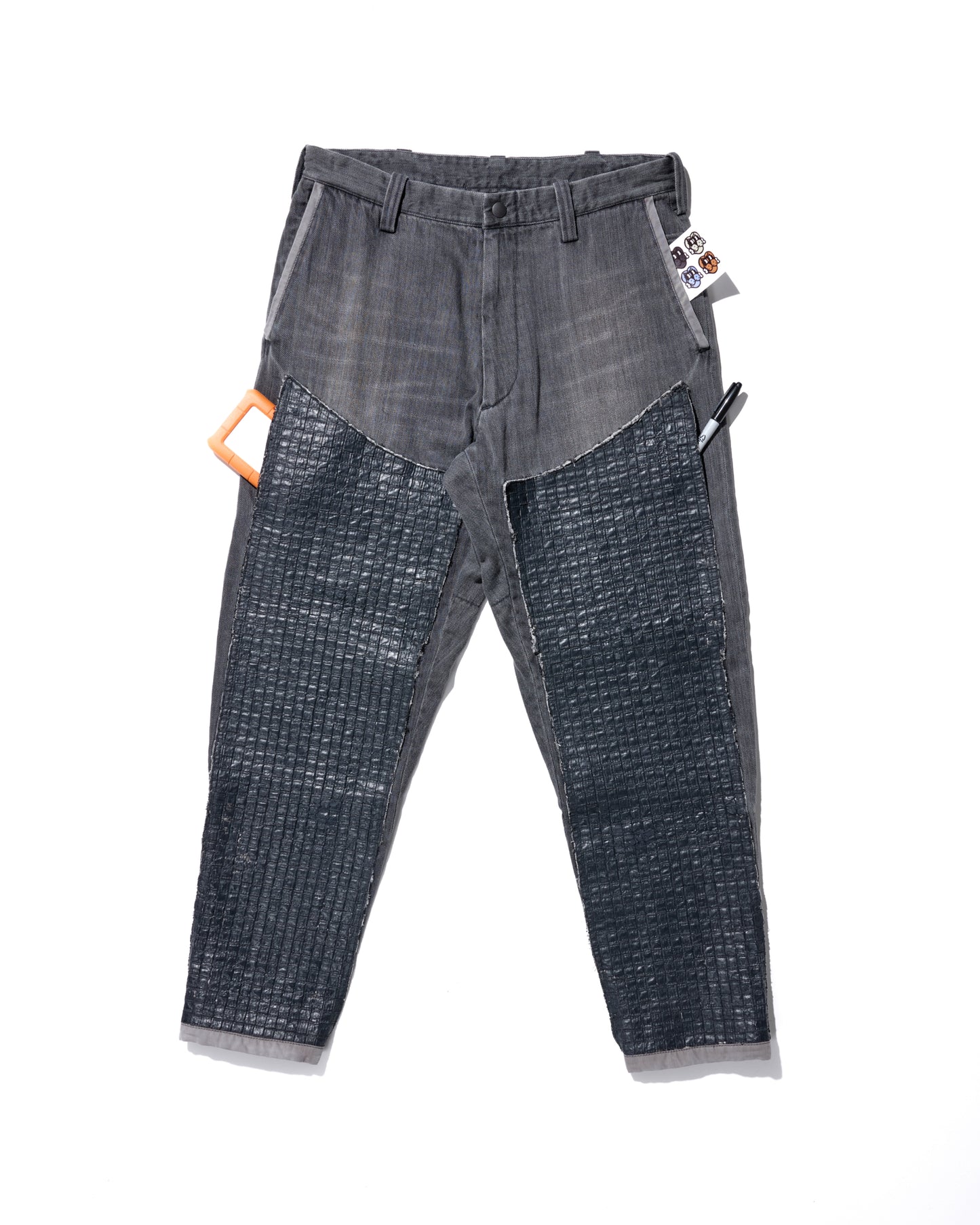 WASHED BLACK MUD 10 POCKET DOUBLE KNEE WOVEN DENIM