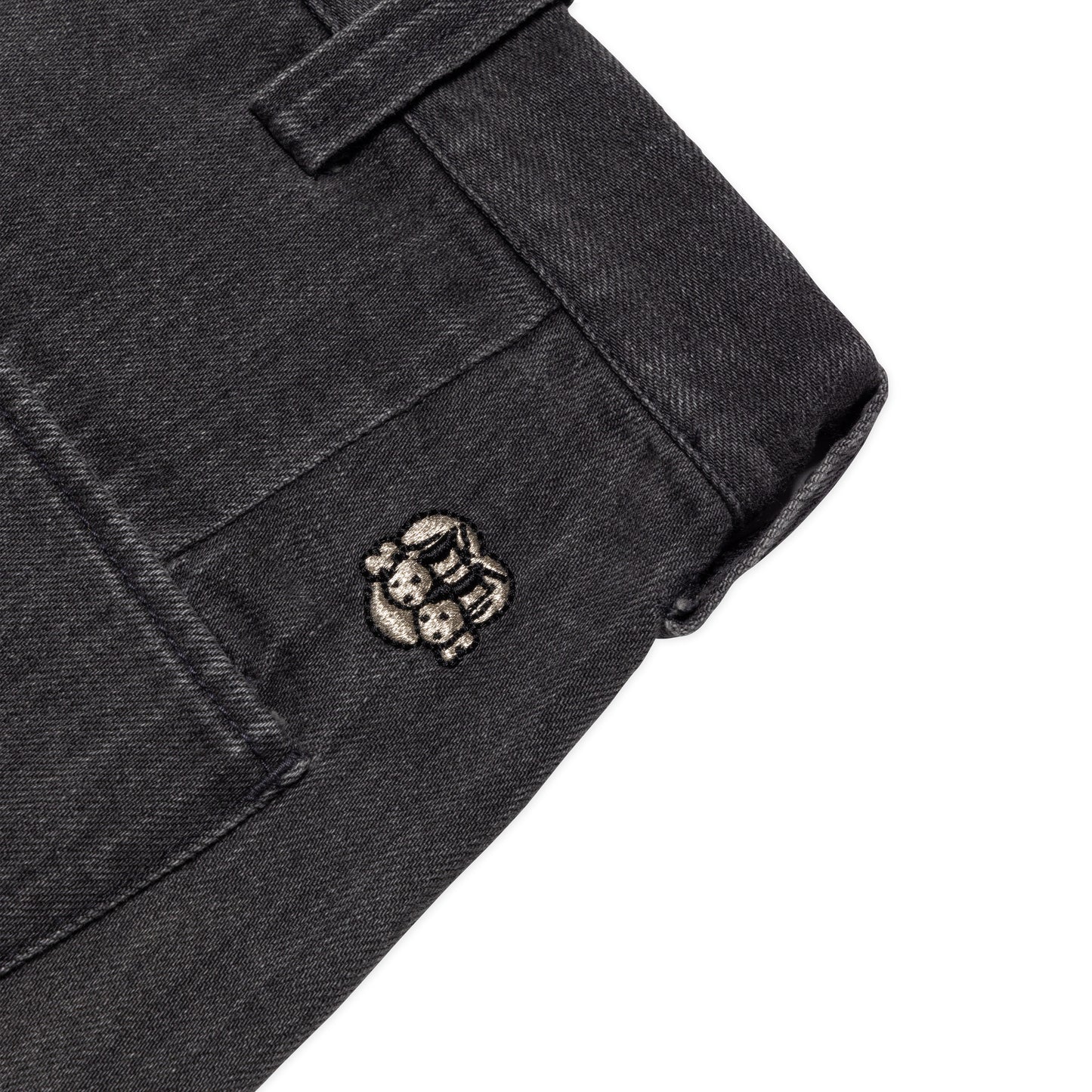 10 POCKET DOUBLE KNEE WASHED BLACK DENIM