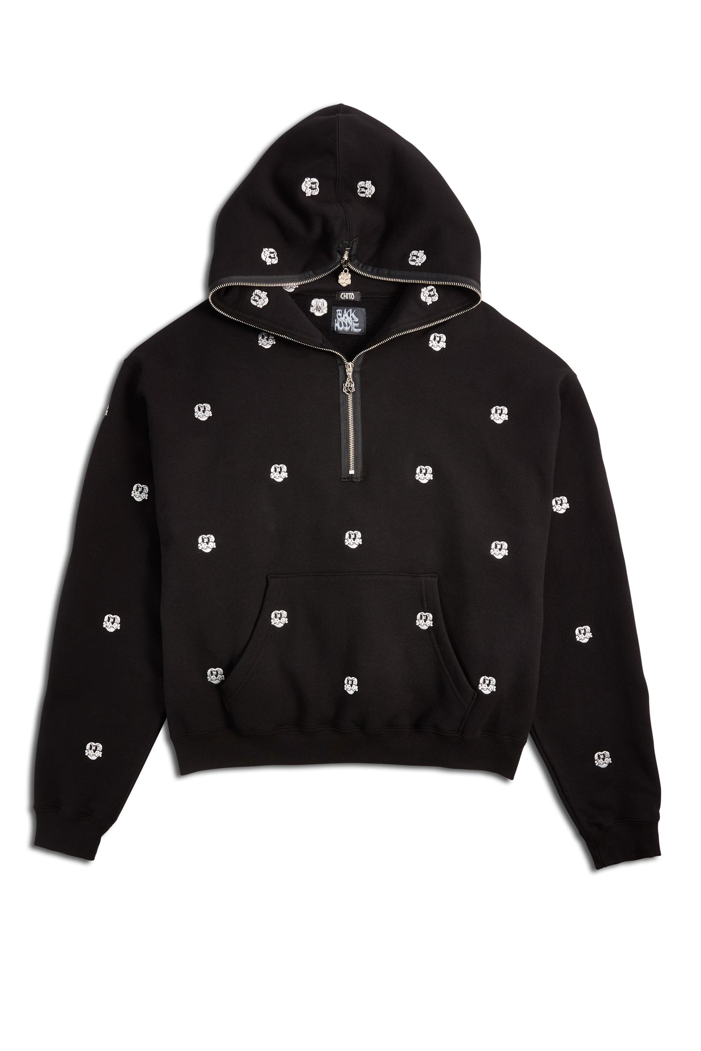 ALLOVER FINESSE EMBROIDERED 1/4 ZIP PULLOVER HOODIE