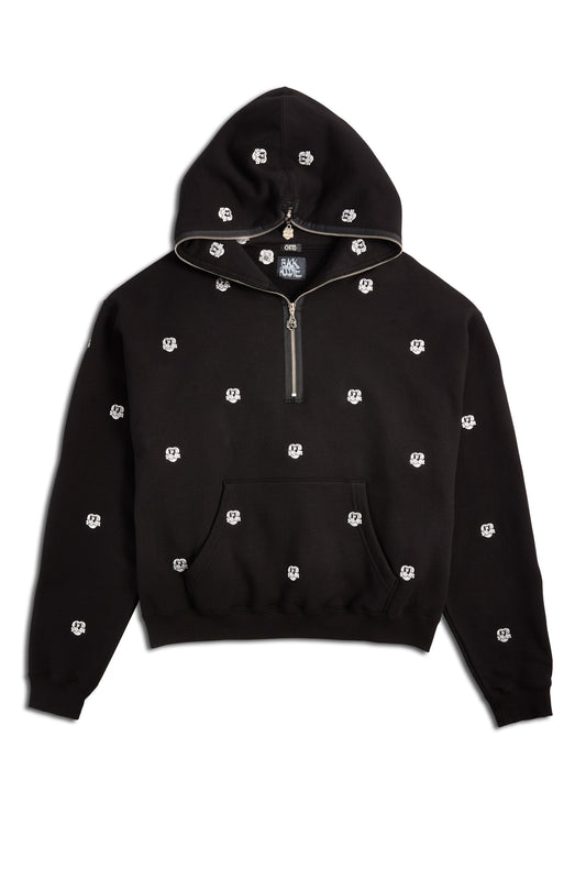 ALLOVER FINESSE EMBROIDERED 1/4 ZIP PULLOVER HOODIE