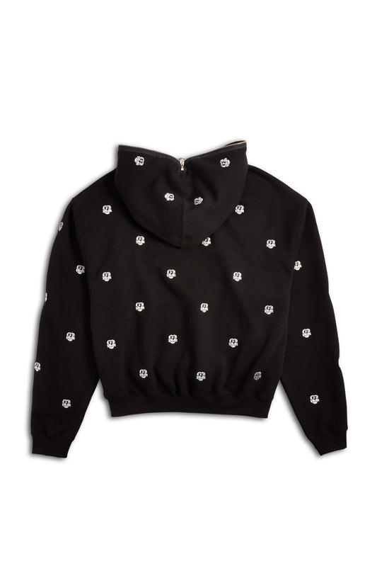 ALLOVER FINESSE EMBROIDERED 1/4 ZIP PULLOVER HOODIE