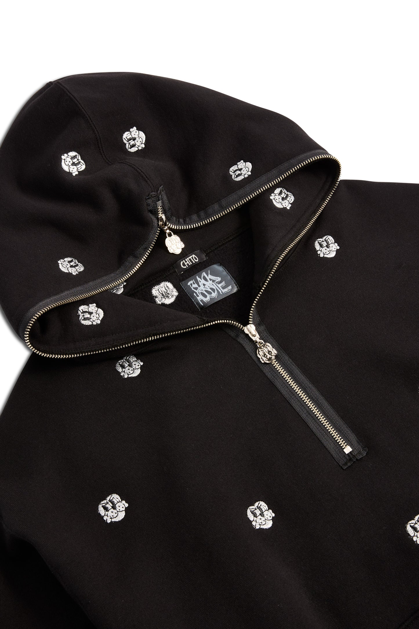 ALLOVER FINESSE EMBROIDERED 1/4 ZIP PULLOVER HOODIE