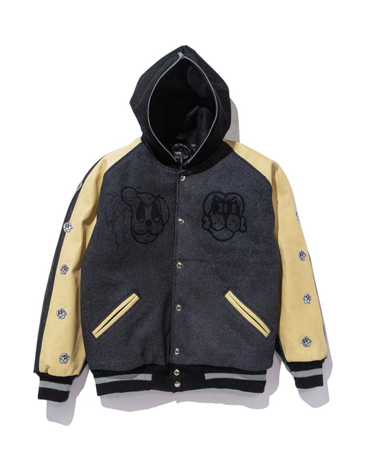 COIN VARSITY JACKET w/ BONE LEATHER