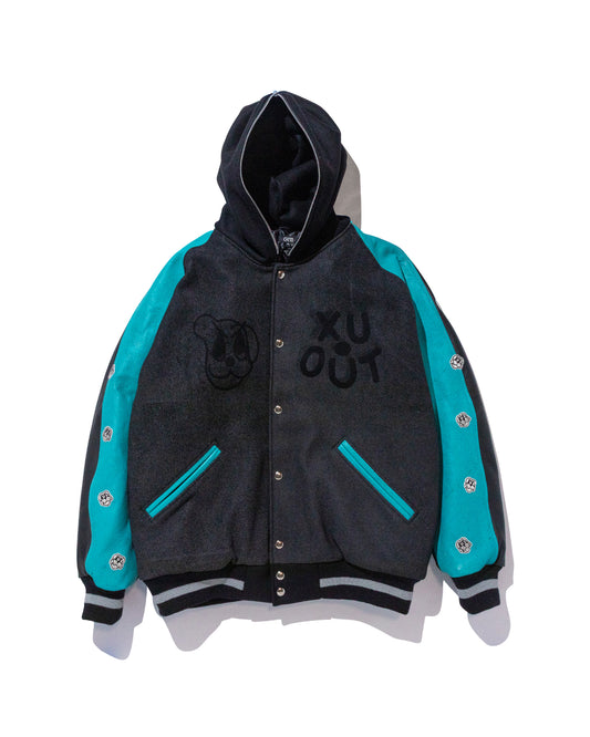 COIN VARSITY JACKET w/ TEAL LEATHER
