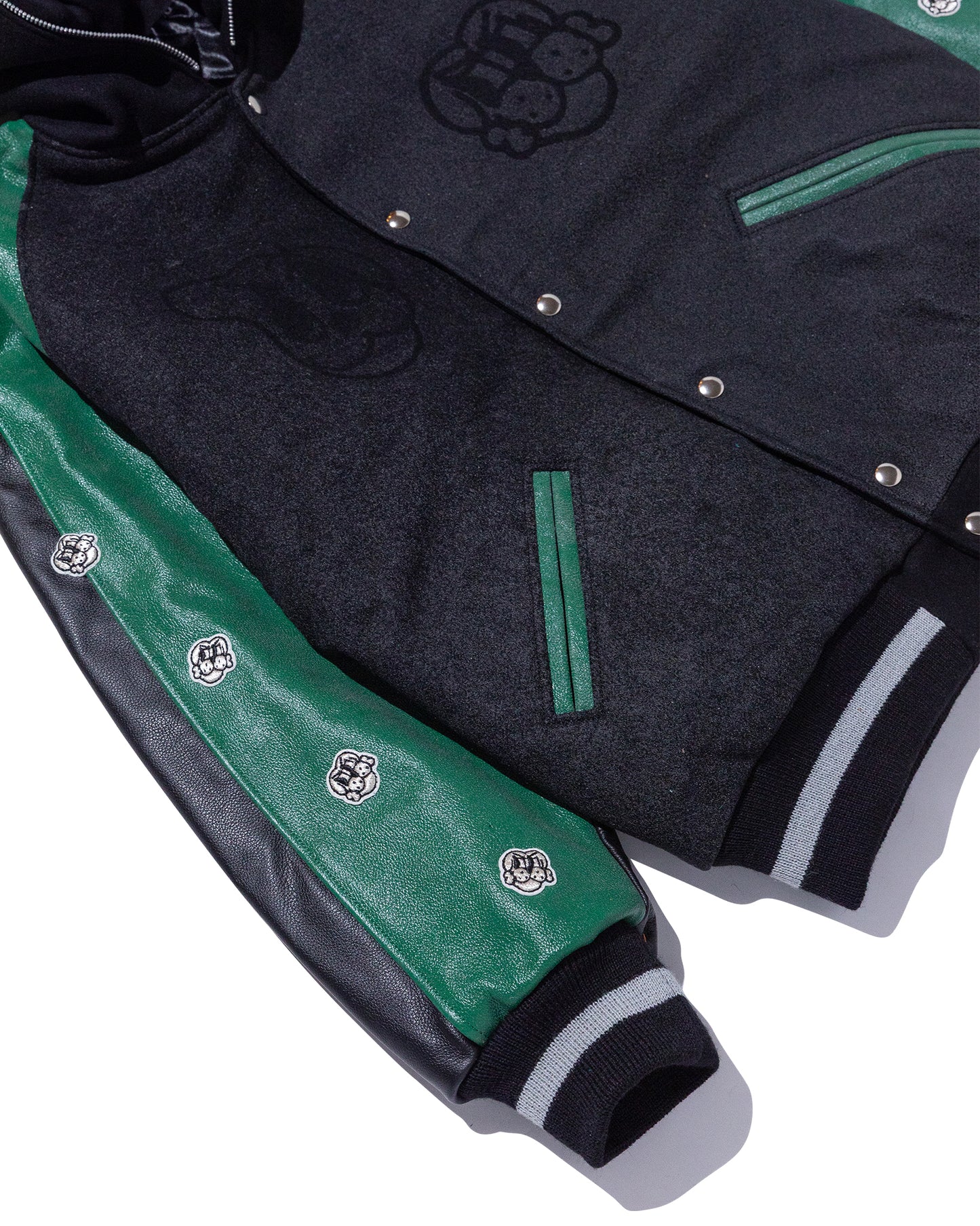 COIN VARSITY JACKET w/ KELLY GREEN LEATHER