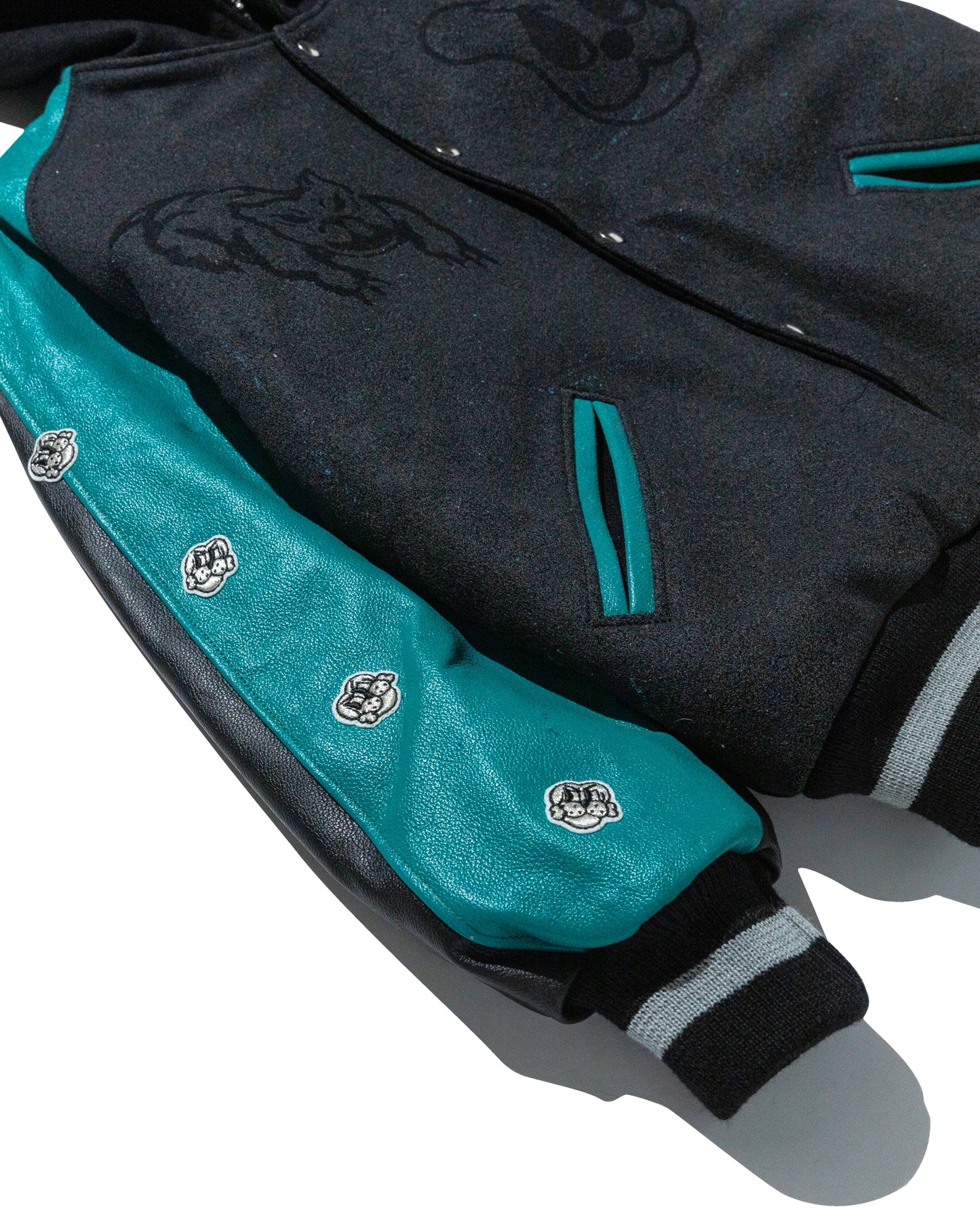COIN VARSITY JACKET w/ JADE GREEN  LEATHER