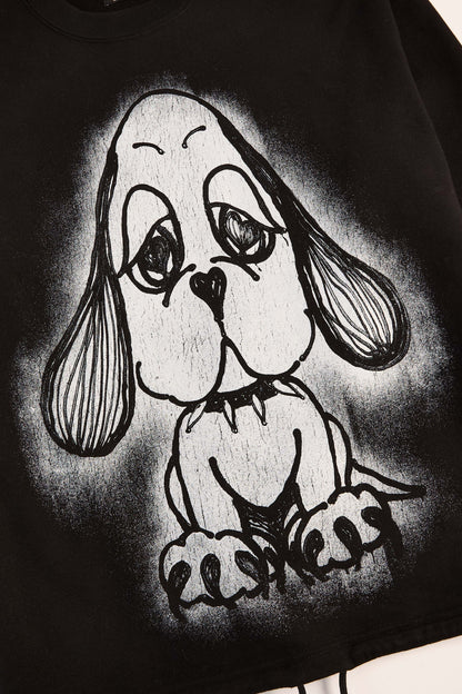 HEART PUP DRAWSTRING CREWNECK