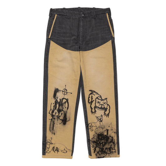10 POCKET DOUBLE KNEE WASHED BLACK DENIM