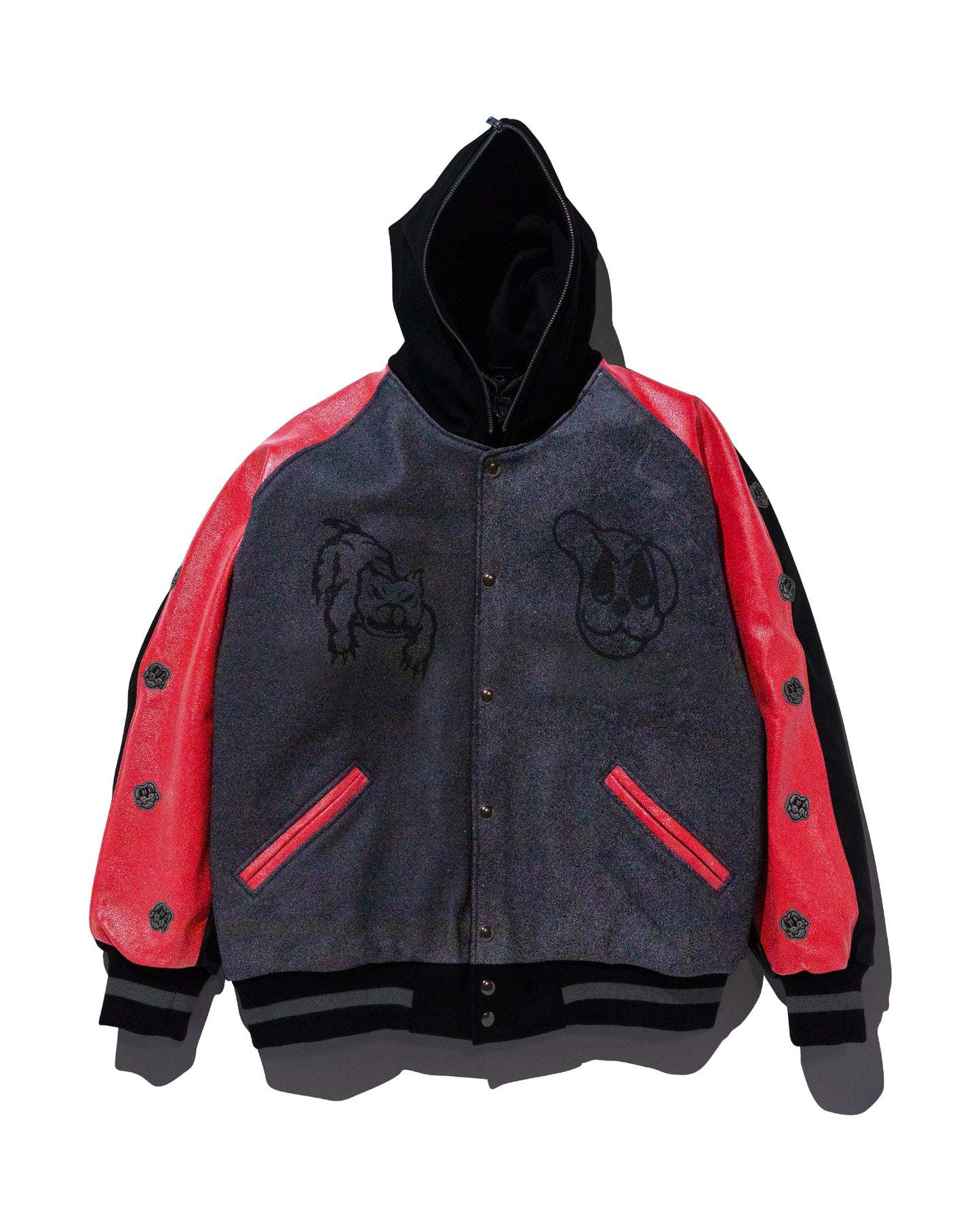 COIN VARSITY JACKET w/ SCARLET RED  LEATHER